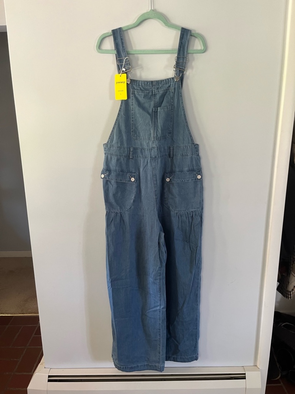 Light Blue Denim Overalls Jumpsuit - Women's Casual